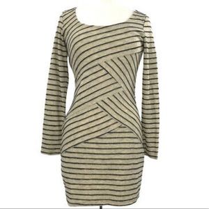 Woman’s Striped Tan Dress